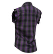 Milwaukee Leather MNG21624 Women's Flannel Black/Purple Button Sleeveless Cut Off Shirt w/ Frill Arms