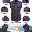 Milwaukee Leather MNG21624 Women's Flannel Black/Purple Button Sleeveless Cut Off Shirt w/ Frill Arms