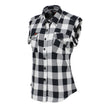 Milwaukee Leather MNG21625 Women's Flannel Down Sleeveless Shirt w/ Button Black / White & Cut Off Frill Arm Hole