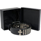Milwaukee Leather MP7101 Men's Cross and Stud Black Genuine Leather Biker Belt with Interchangeable Buckle