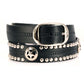 Milwaukee Leather MP7131 Men's Chrome Studded & Star Emblem Black Leather Belt w/ Interchangeable Buckle -1.5 in Wide