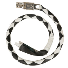 Milwaukee Leather 36'' Genuine Leather Whip - Black and White Get Back Whip for Handlebar - Biker Whip - MP7900