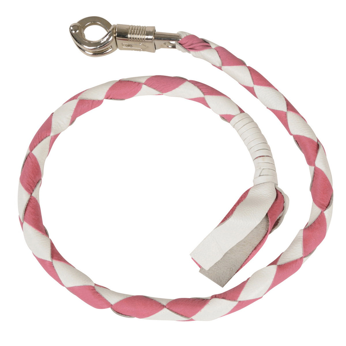 Milwaukee Leather 36'' Genuine Leather Whip - White and Pink Get Back Whip for Handlebar - Biker Whip - MP7900