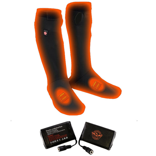 Nexgen Heat MP7905 Men's Black 'Heated' Sock Liners with Top and Bottom Heating Elements (Rechargeable Battery Pack Included)