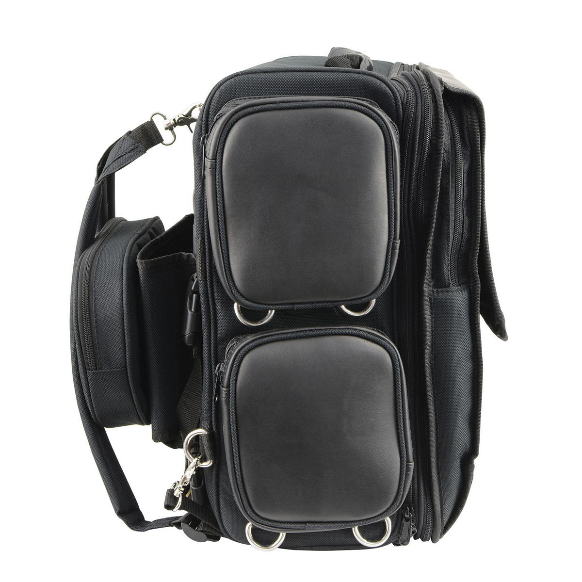 Milwaukee Leather MP8185 Large Black '4 Pocket' PVC Motorcycle Travel Sissy Bar Bag