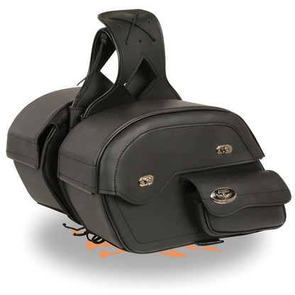 Milwaukee Leather MP8306 Black Large Cruiser Style Slant Throw Over Saddlebags