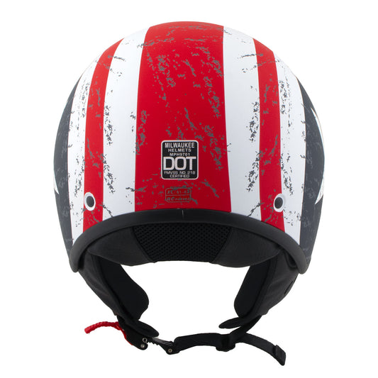 Milwaukee Helmets MPH9701DOT Maverick 3/4 Open Face Stars and Stripes Motorcycle Biker DOT Helmet
