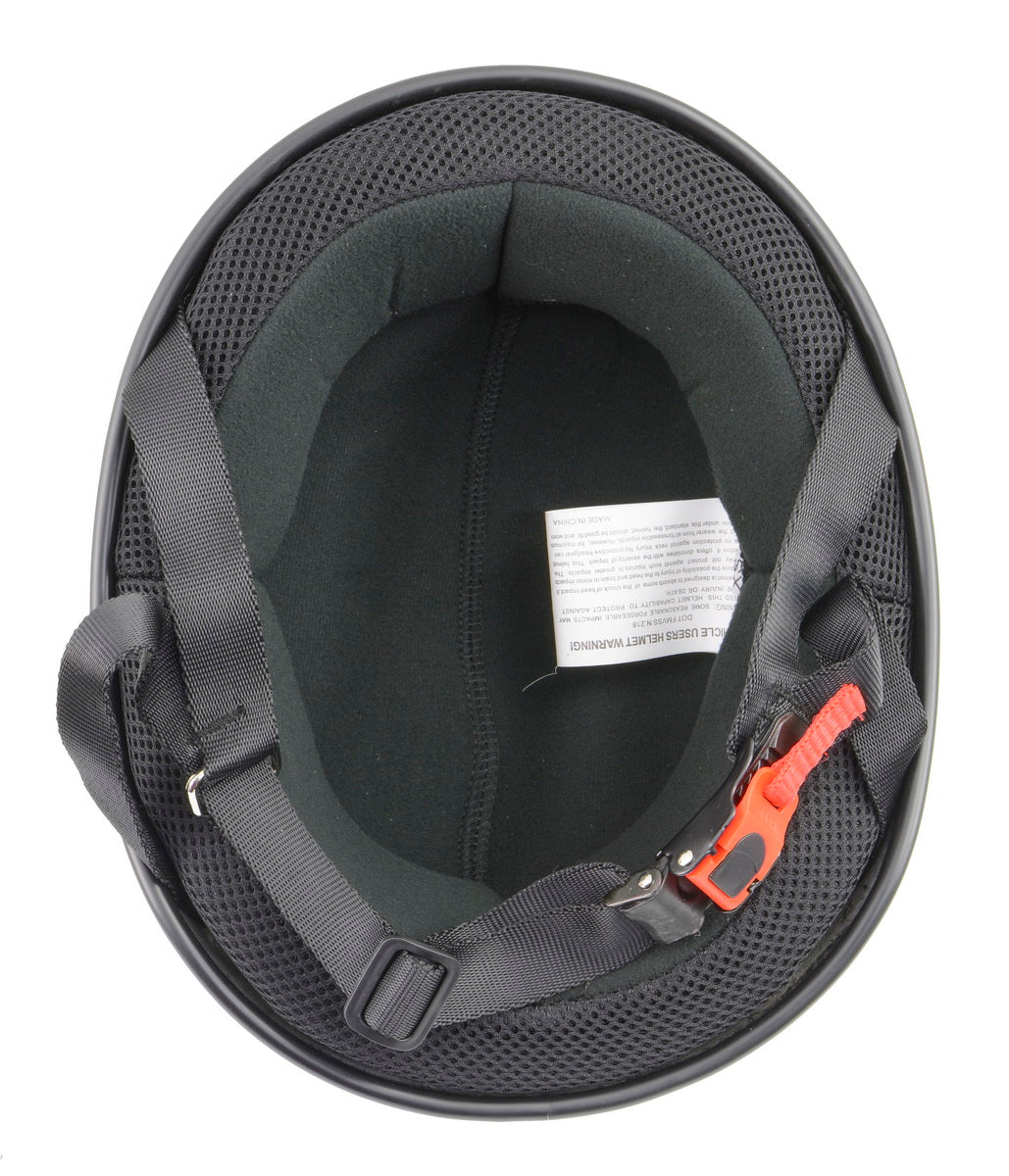 Milwaukee Performance Helmets MPH9712DOT Dot Approved Matte Black Half Motorcycle Helmet Biker