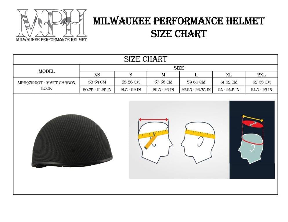 Milwaukee Performance Helmets MPH9712DOT Dot Approved Matte Black Half Motorcycle Helmet Biker