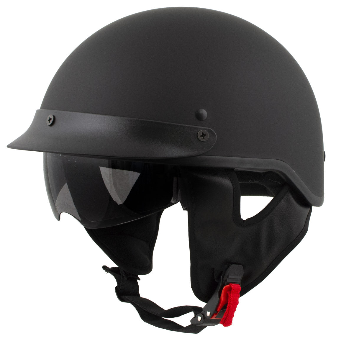 Milwaukee Helmets Momentum Matte Black Half Face Motorcycle Helmet w/ Drop Down Visor DOT Approved MPH9718DOT