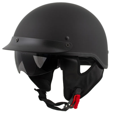 Milwaukee Helmets Momentum Matte Black Half Face Motorcycle Helmet w/ Drop Down Visor DOT Approved MPH9718DOT