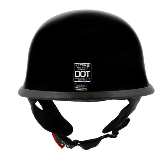 Milwaukee Helmets MPH9741DOT Motorrad DOT German Style Gloss Black Half Face Motorcycle Bikers Helmet