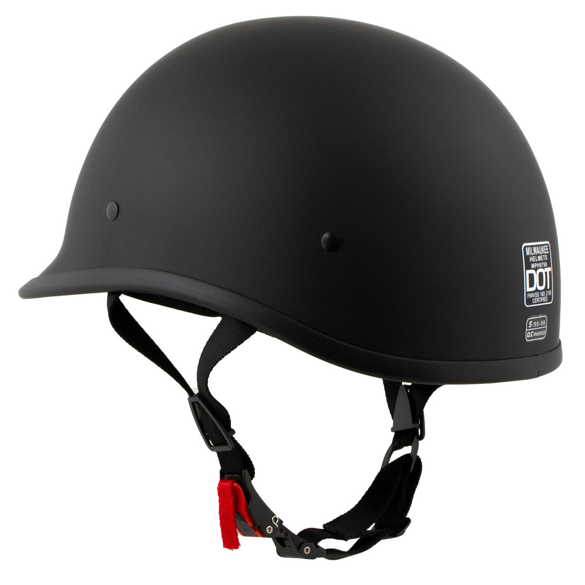 Milwaukee Helmets Polo Style Matte Black Motorcycle Half Face Helmet DOT Approved MPH9750DOT
