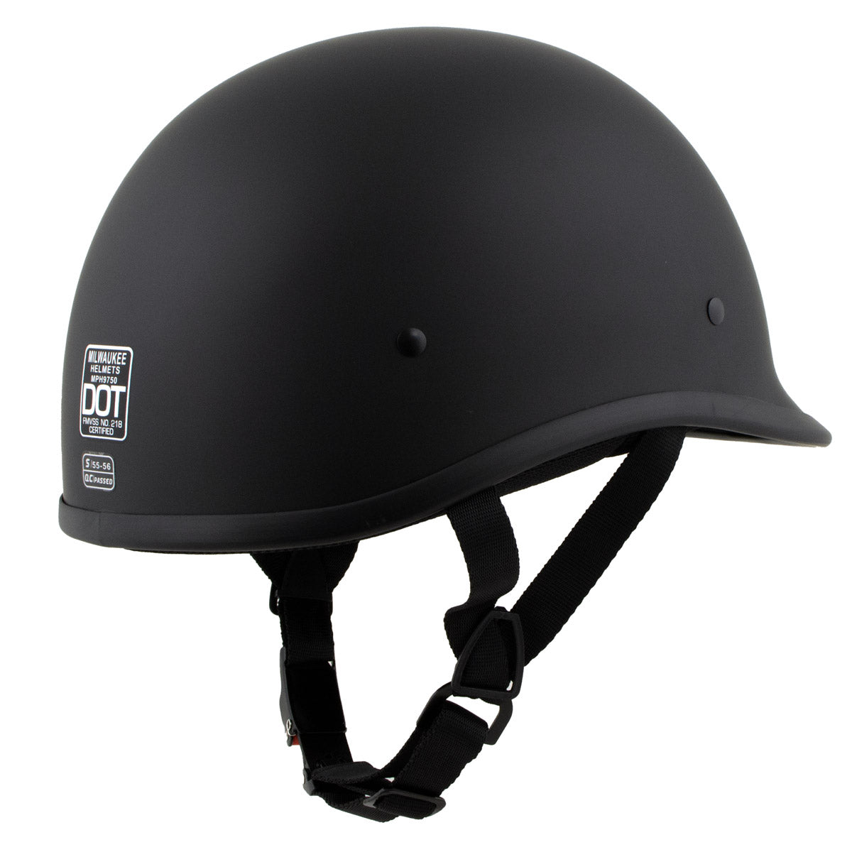 Milwaukee Helmets MPH9750DOT 'Polo Style' DOT Matte Black Motorcycle Half Face Helmet for Men and Women Biker