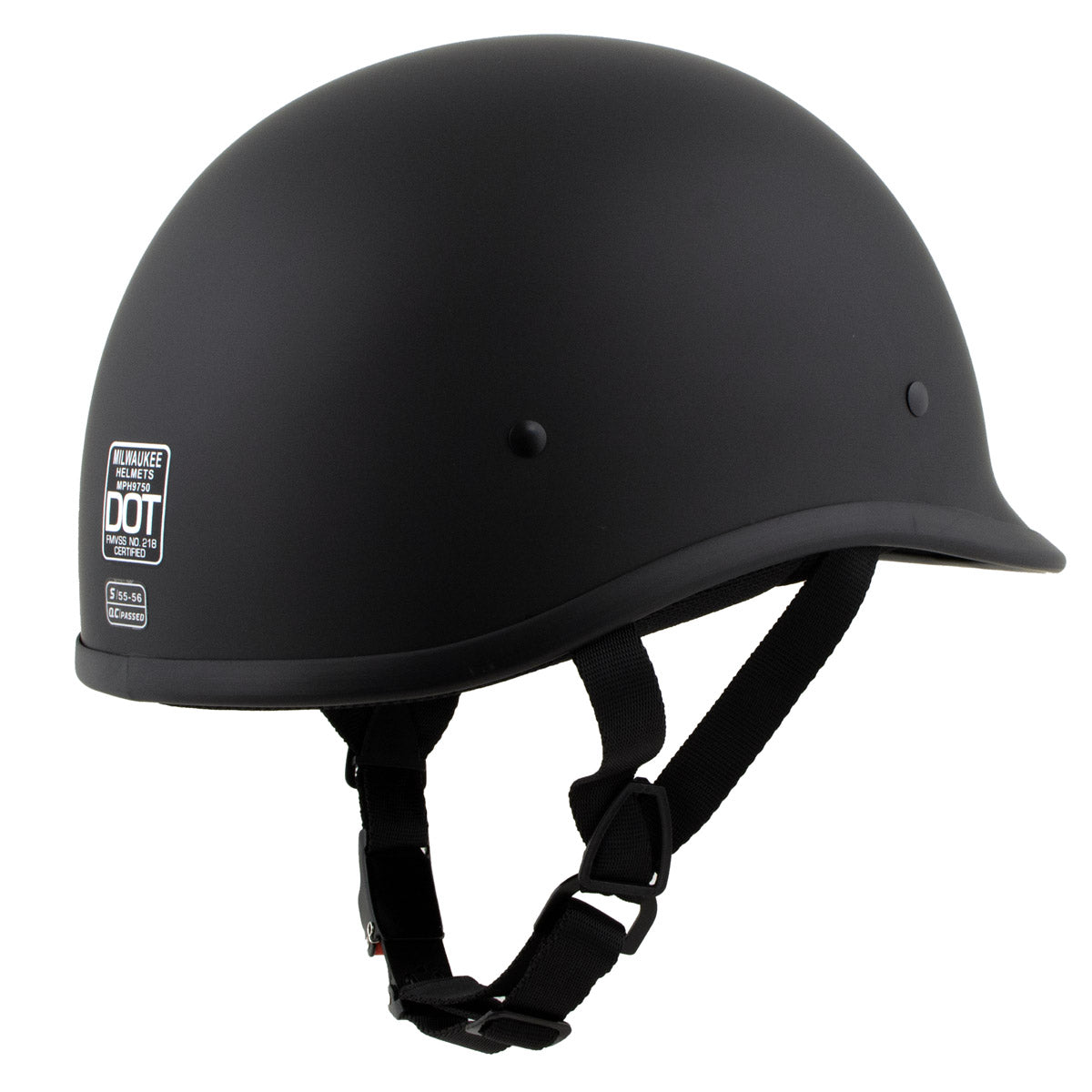 Milwaukee Helmets Polo Style Matte Black Motorcycle Half Face Helmet DOT Approved MPH9750DOT