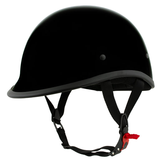 Milwaukee Helmets MPH9751DOT Polo Style DOT Gloss Black Motorcycle Half Face Helmet Biker