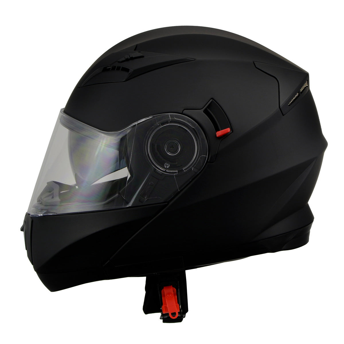 Milwaukee Performance Helmets MPH9803DOT 'Ionized' Matte Black Advanced Modular Motorcycle Helmet with Drop Down Visor