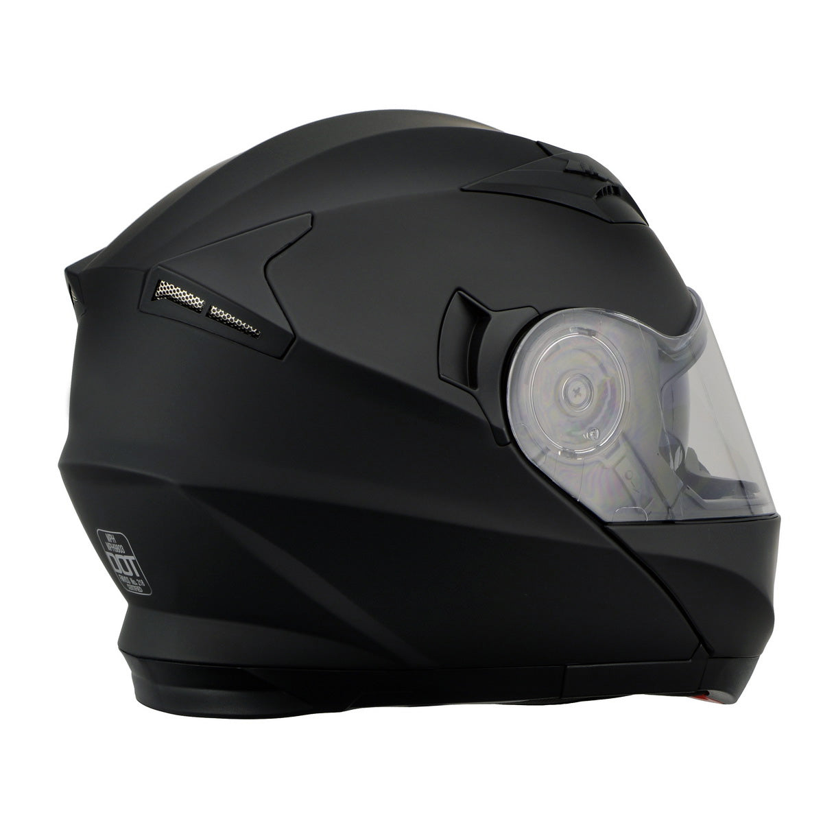 Milwaukee Performance Helmets MPH9803DOT 'Ionized' Matte Black Advanced Modular Motorcycle Helmet with Drop Down Visor