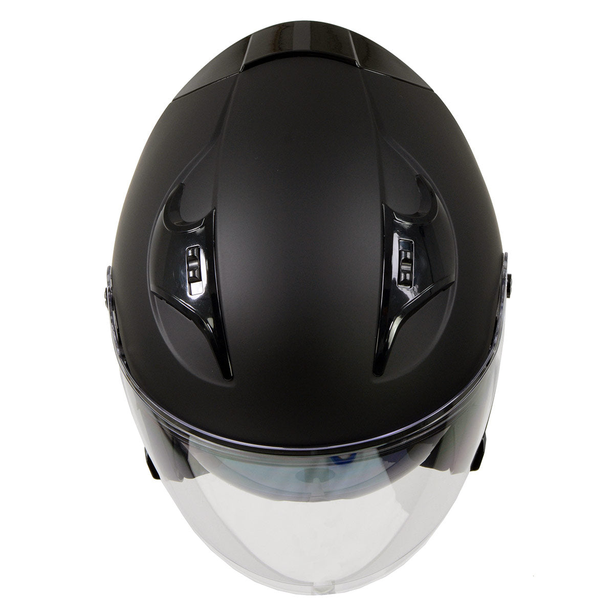 Milwaukee Performance Helmets MPH9805DOT Shift Open Face 3/4 Matte Black Helmet Biker w/ Drop Down Visor
