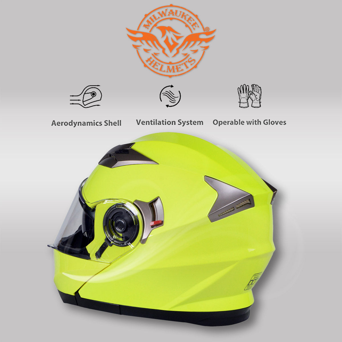 Milwaukee Helmets MPH9809DOT Ionized Neon Yellow Advanced