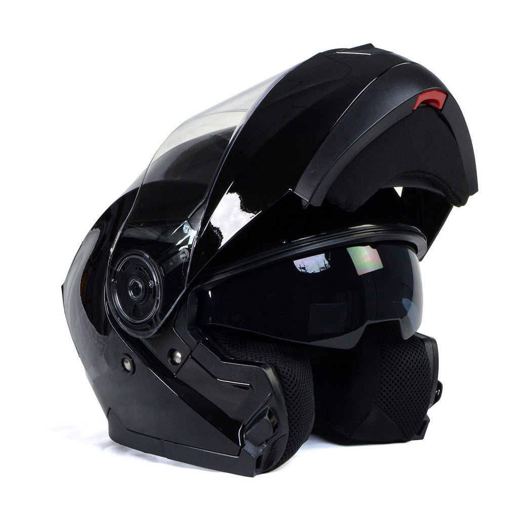 Milwaukee Helmets MPH9815DOT Breeze Gloss Black Advanced Motorcycle Modular Helmet Biker w/ Drop Down Visor