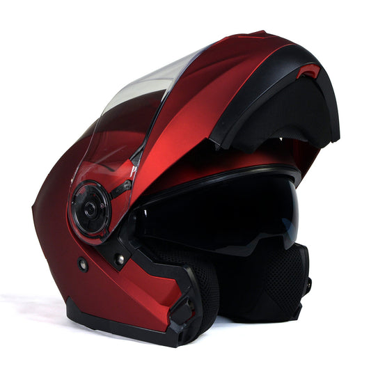 Milwaukee Helmets MPH9817DOT Breeze Red Advanced Motorcycle Modular Helmet Biker w/ Drop Down Visor