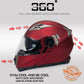 Milwaukee Helmets MPH9826DOT Ionized Flat Red Advanced Motorcycle Modular Helmet w/ Drop Down Visor
