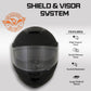 Milwaukee Helmets MPH9835DOT Sweeper Flat Black Advanced Motorcycle Full Face Helmet Biker w/ Drop Down Visor