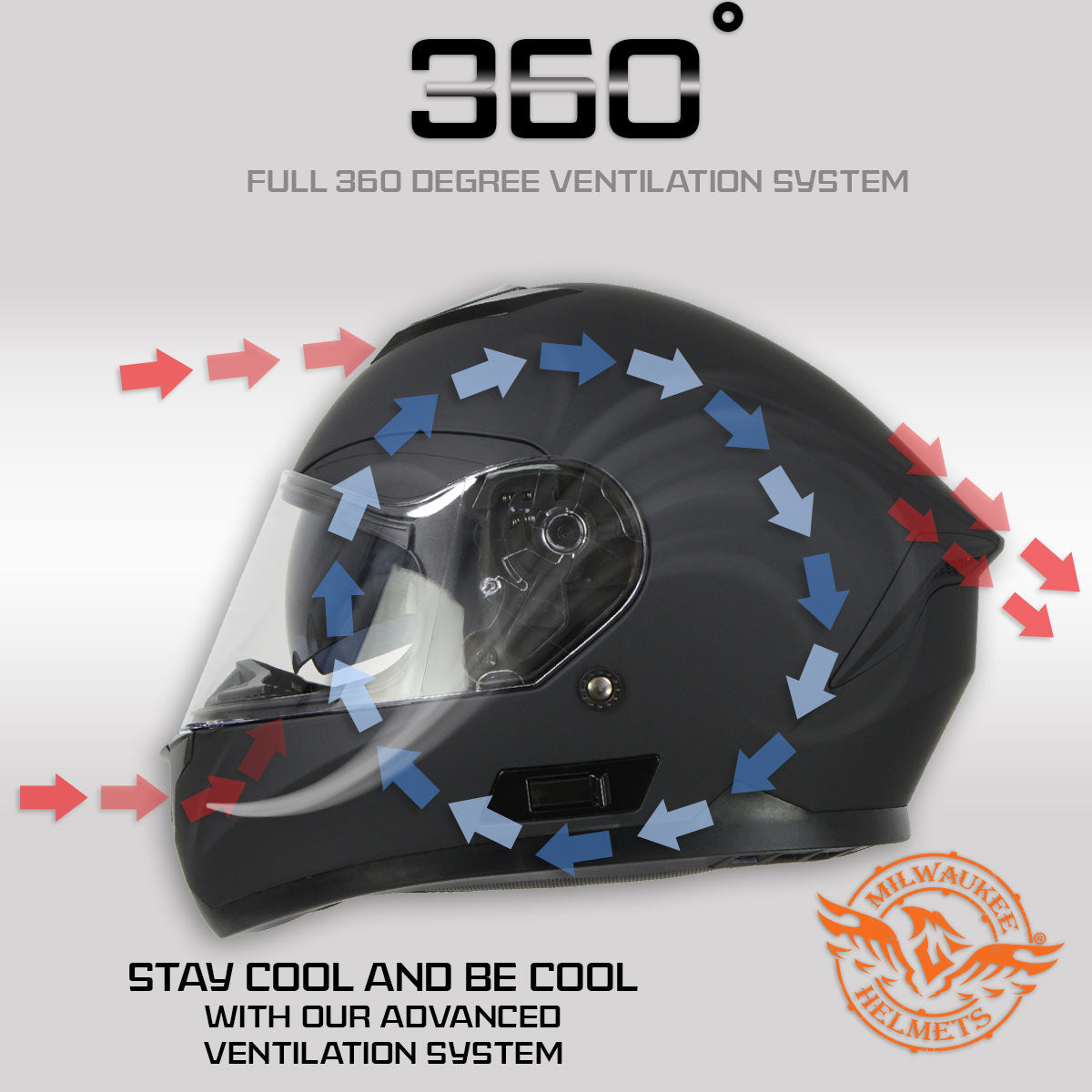 Milwaukee Helmets MPH9835DOT Sweeper Flat Black Advanced Motorcycle Full Face Helmet Biker w/ Drop Down Visor
