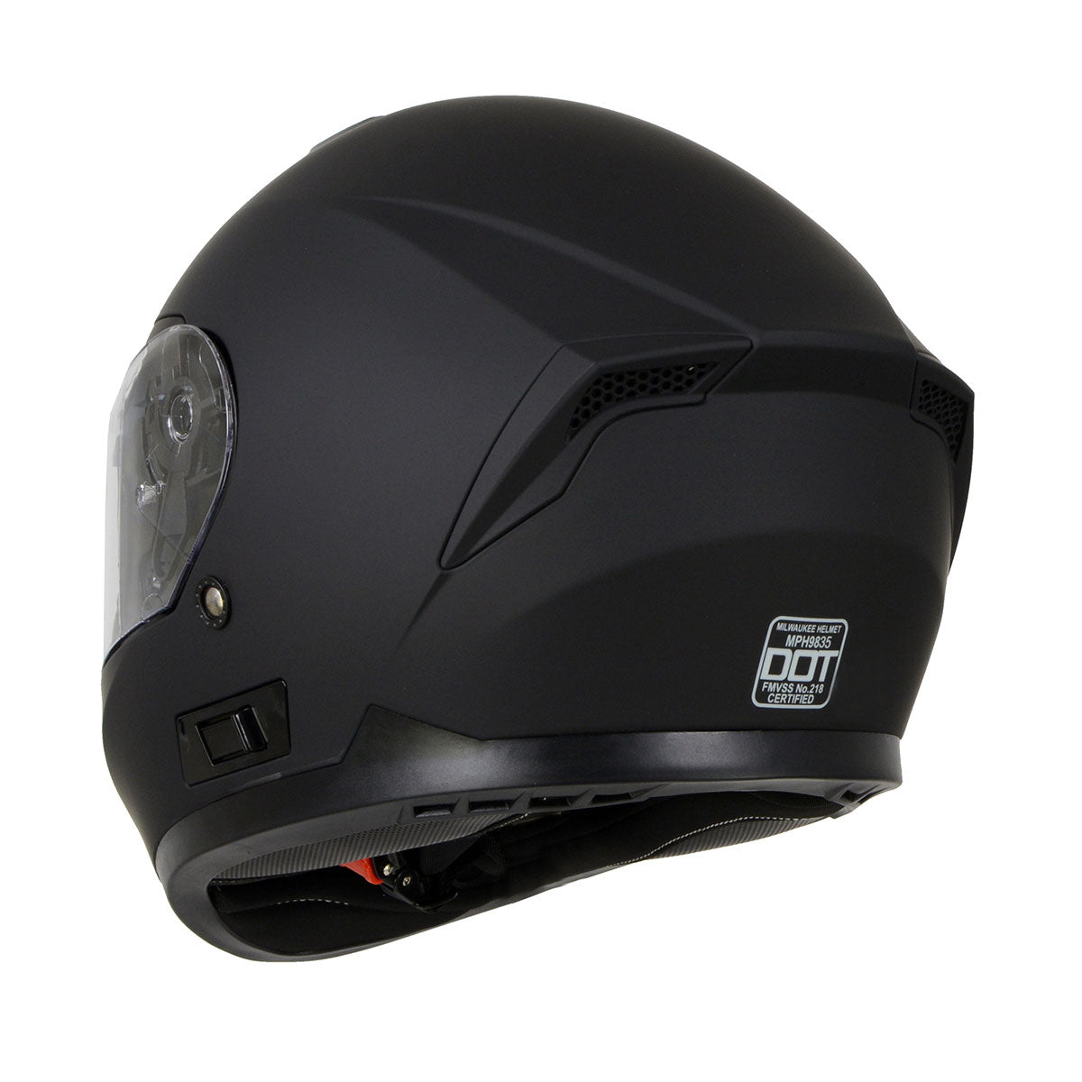 Milwaukee Helmets MPH9835DOT Sweeper Flat Black Advanced Motorcycle Full Face Helmet Biker w/ Drop Down Visor