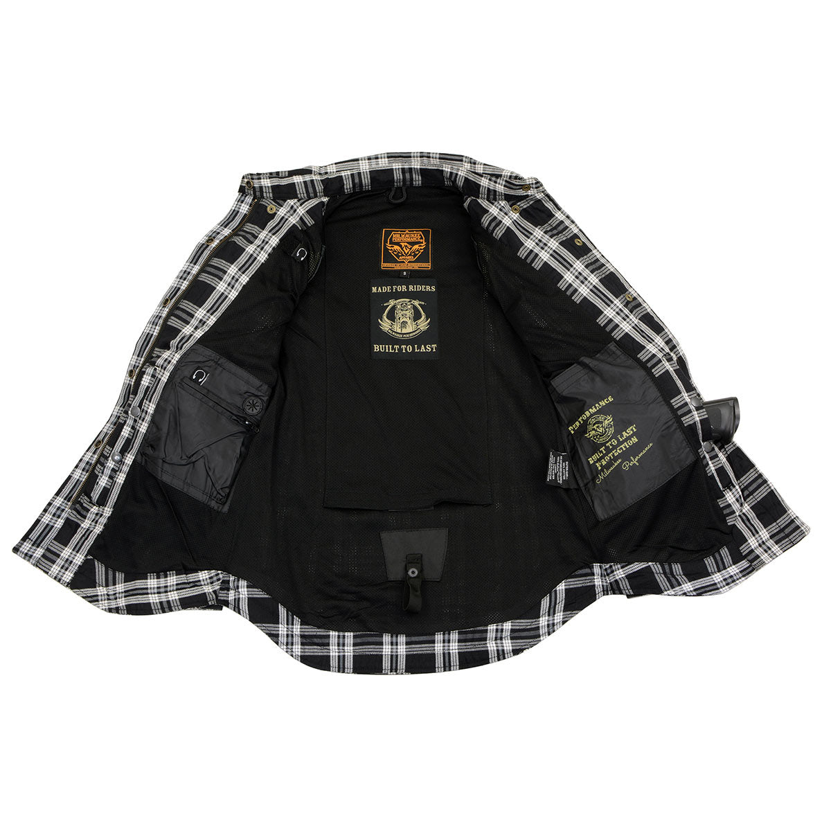 Milwaukee Leather MPL2600 Women’s Plaid Flannel Biker Shirt with CE Approved Armor - Reinforced w/ Aramid Fiber