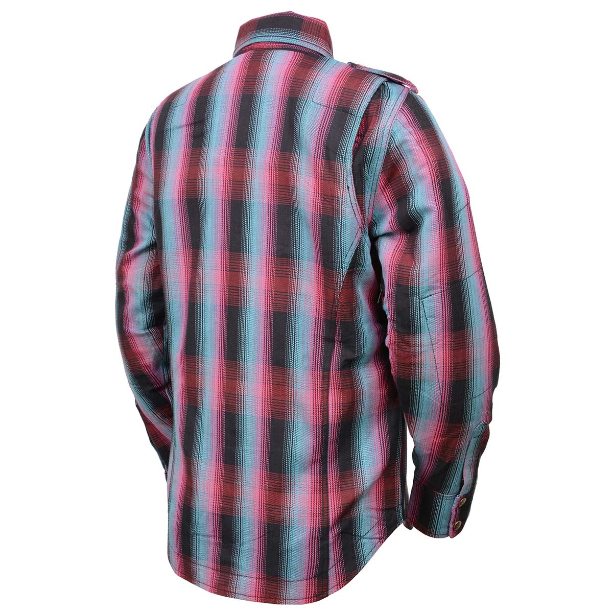 Milwaukee Leather MPL2603 Women’s Plaid Flannel Biker Shirt with CE Approved Armor - Reinforced w/ Aramid Fiber