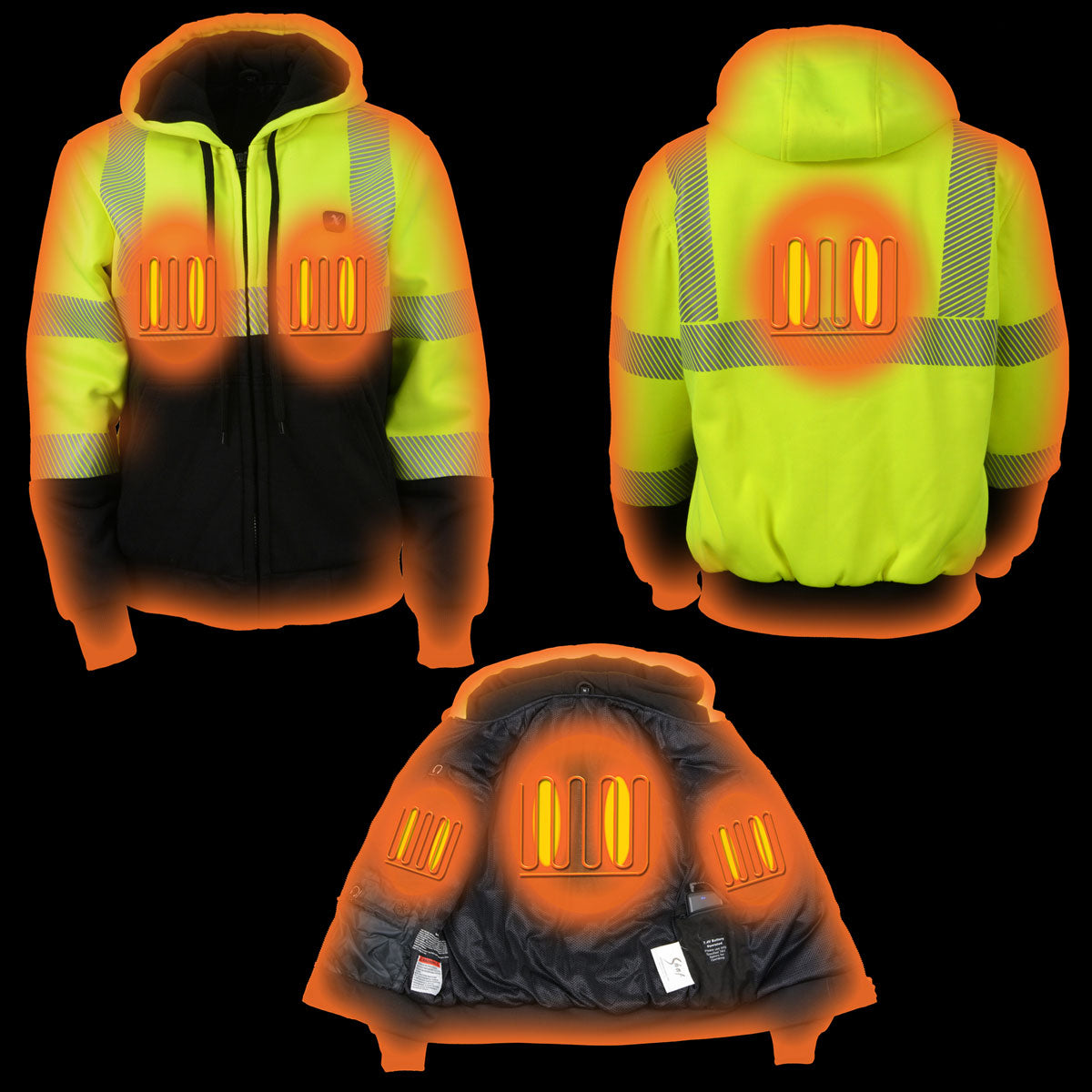 Nexgen Heat MPL2773SET Women's Heated Zippered Hoodie High-Viz