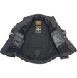 Milwaukee Leather MPM1622 Men's Black Waxy Denim Flannel Biker Shirt with CE Approved Armor - Reinforced w/ Aramid Fibers