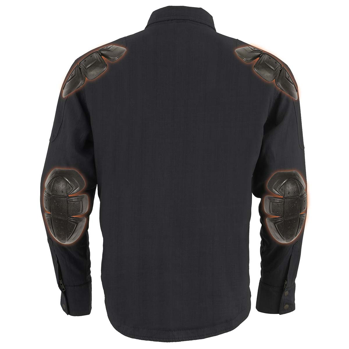 Milwaukee Leather MPM1622 Men's Black Waxy Denim Flannel Biker Shirt with CE Approved Armor - Reinforced w/ Aramid Fibers