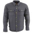 Milwaukee Leather MPM1622 Men's Black Waxy Denim Flannel Biker Shirt with CE Approved Armor - Reinforced w/ Aramid Fibers