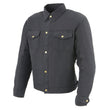 Milwaukee Leather MPM1623 Men's Black Flannel Biker Shirt with CE Approved Armor - Reinforced w/ Aramid Fibers