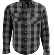 Milwaukee Leather MPM1630 Men's Plaid Flannel Biker Shirt w/ CE Armor - Reinforced w/ Aramid Fibers