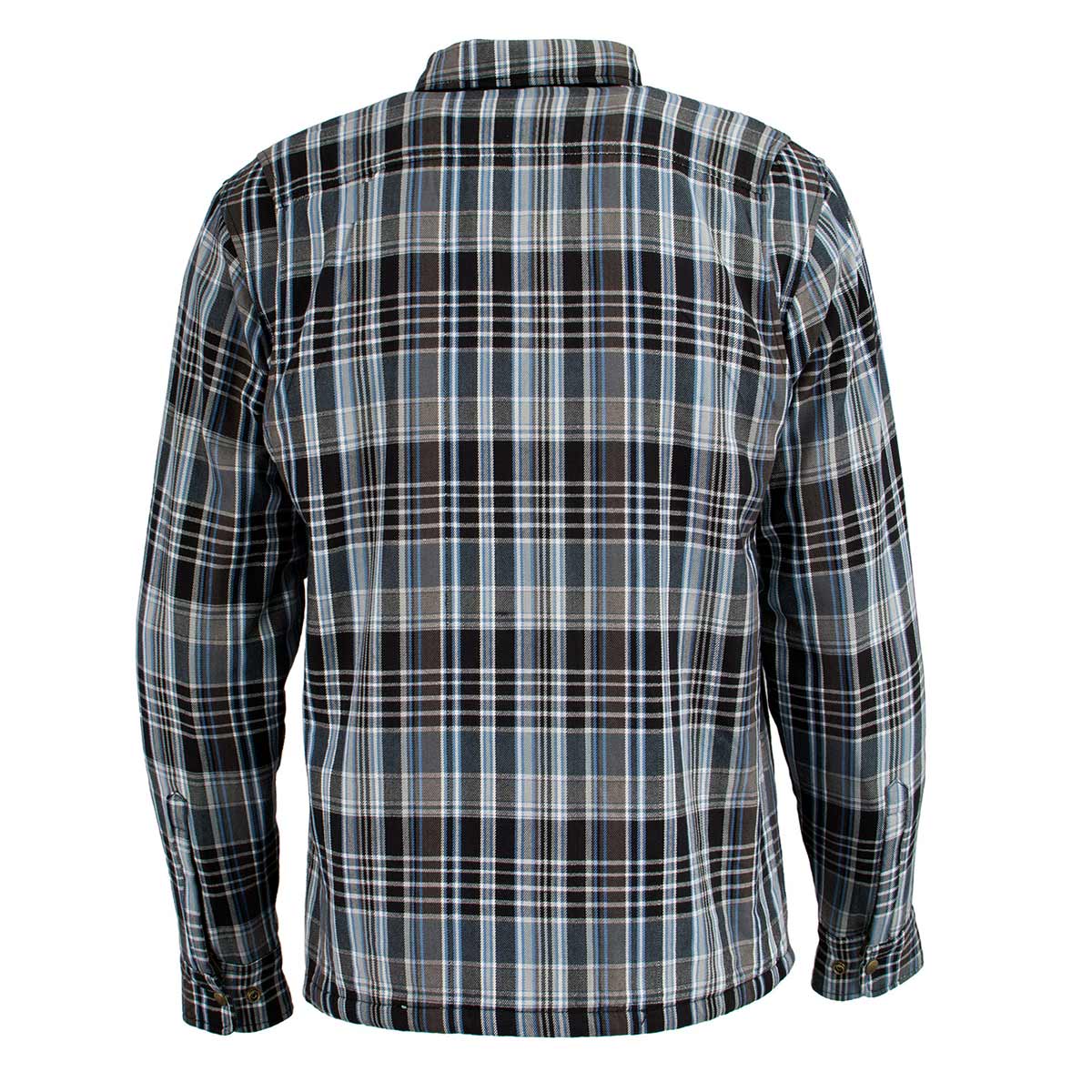 Milwaukee Leather MPM1636 Men's Long Sleeve Flannel Biker Shirt w/ CE Approved Armor - Reinforced w/ Aramid Fiber