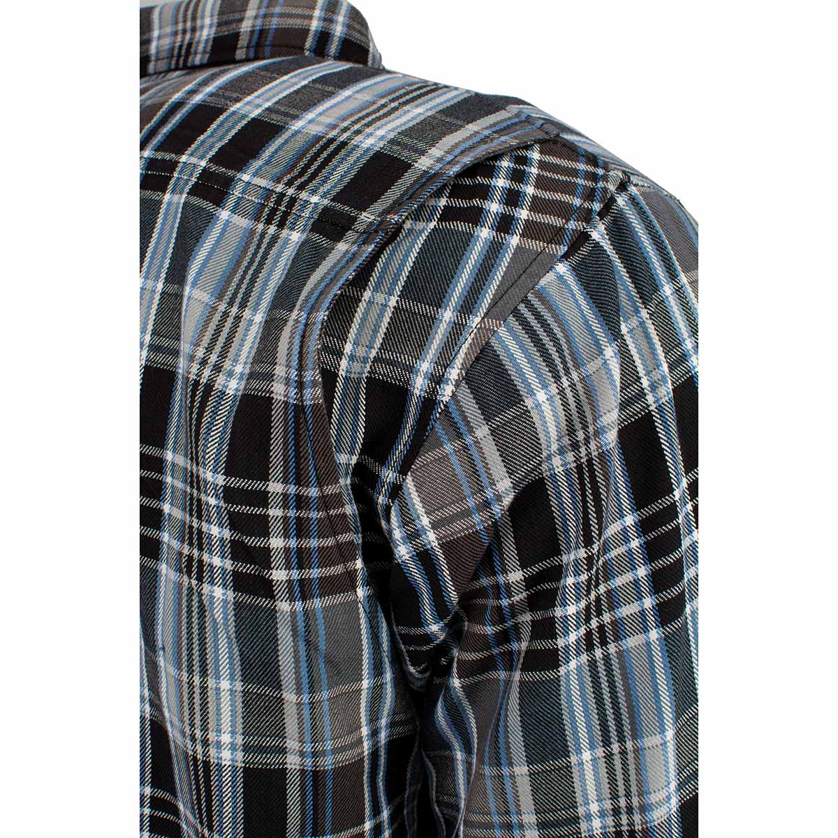 Milwaukee Leather MPM1636 Men's Long Sleeve Flannel Biker Shirt w/ CE Approved Armor - Reinforced w/ Aramid Fiber