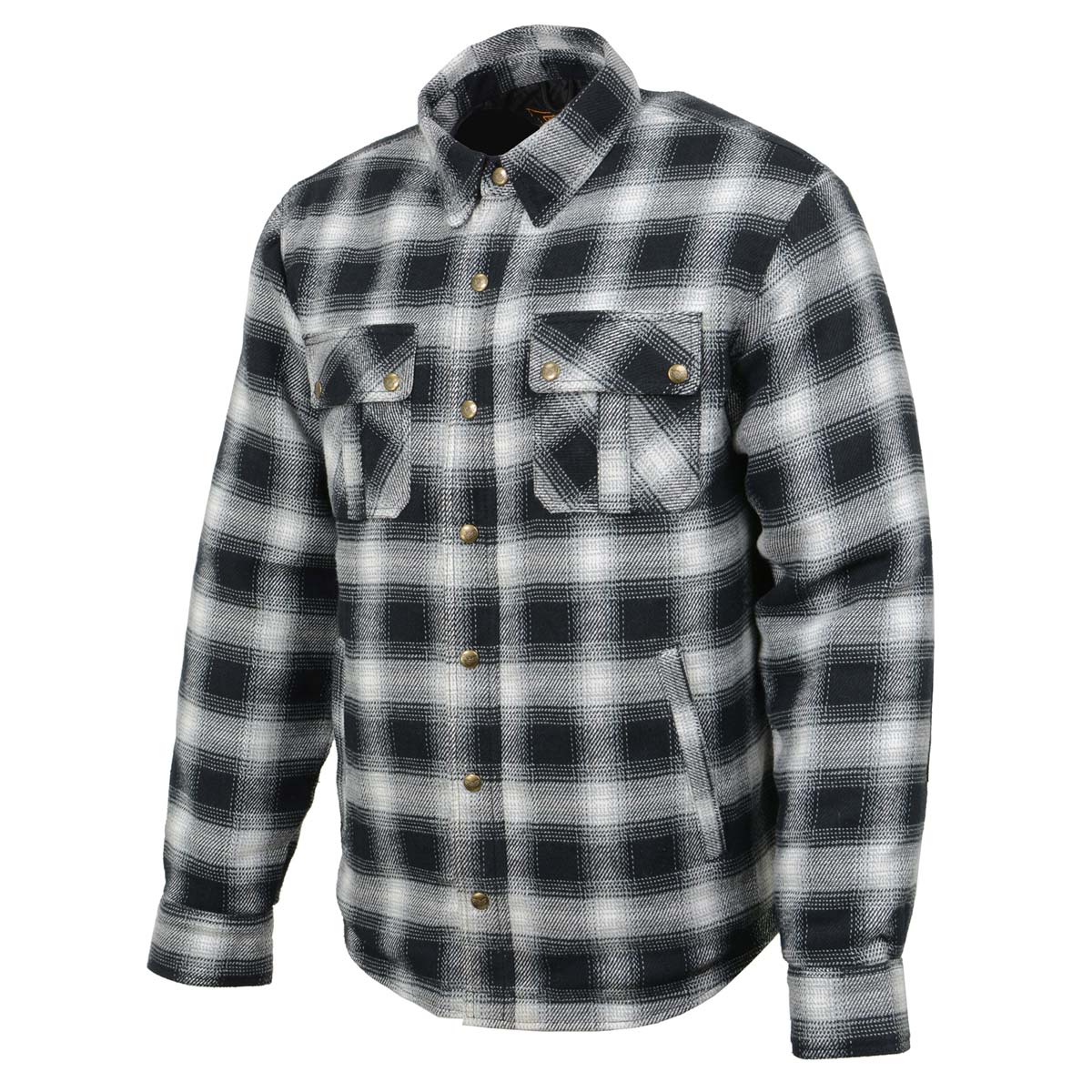 Milwaukee Leather MPM1638 Men's Black and White Checkered Flannel Motorcycle Riding Shirt