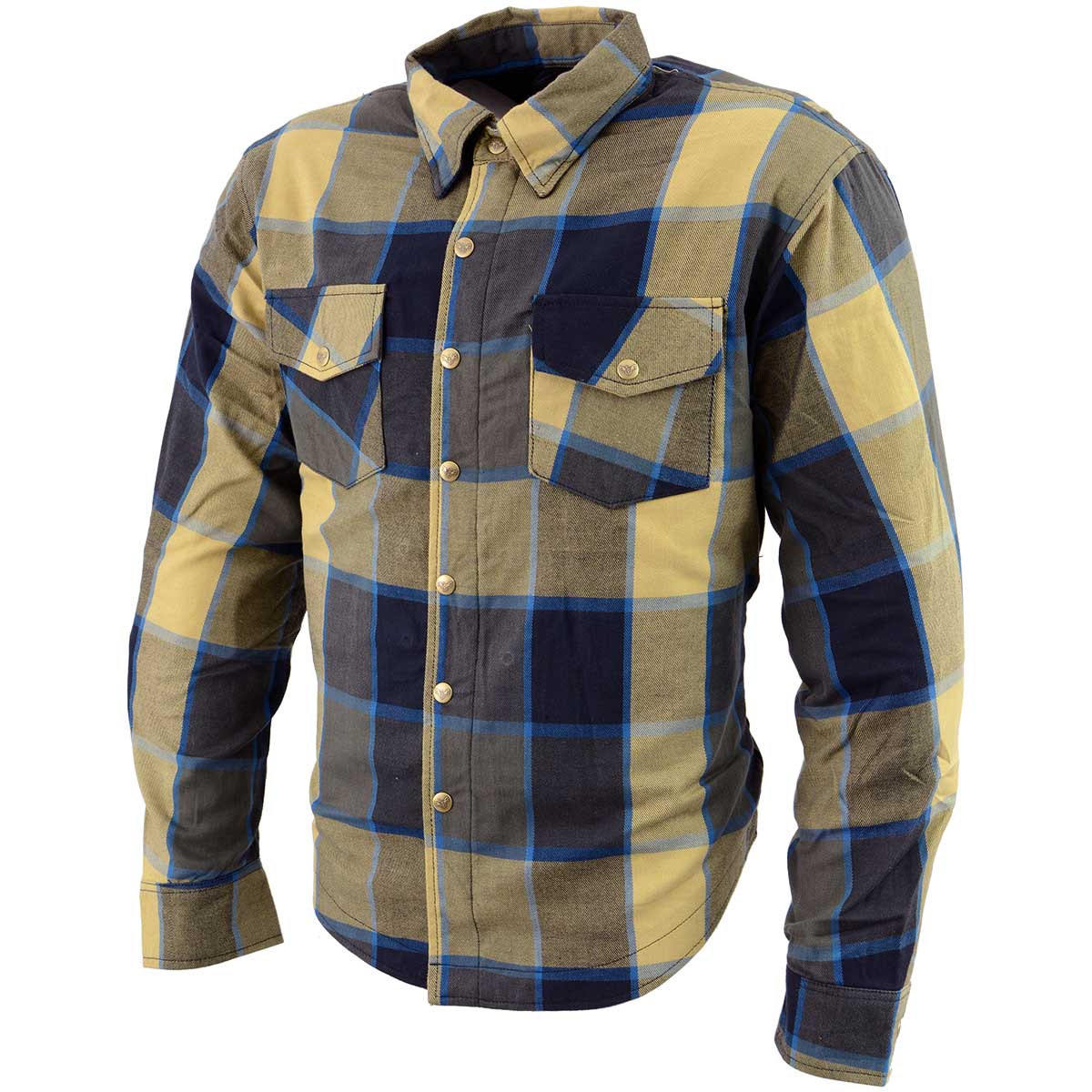 Milwaukee Leather MPM1639 Men's Plaid Flannel Biker Shirt with CE Approved Armor - Reinforced w/ Aramid Fibers