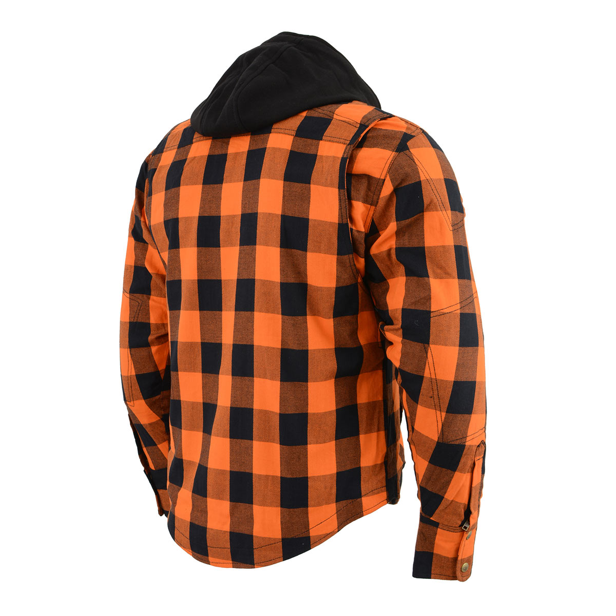 Milwaukee Leather MPM1642 Men's Plaid Hooded Flannel Biker Shirt with CE Approved Armor - Reinforced w/ Aramid Fibers