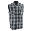 Milwaukee Leather MPM1648 Men’s Classic Black and Grey Button-Down Flannel Cut Off Sleeveless Casual Shirt