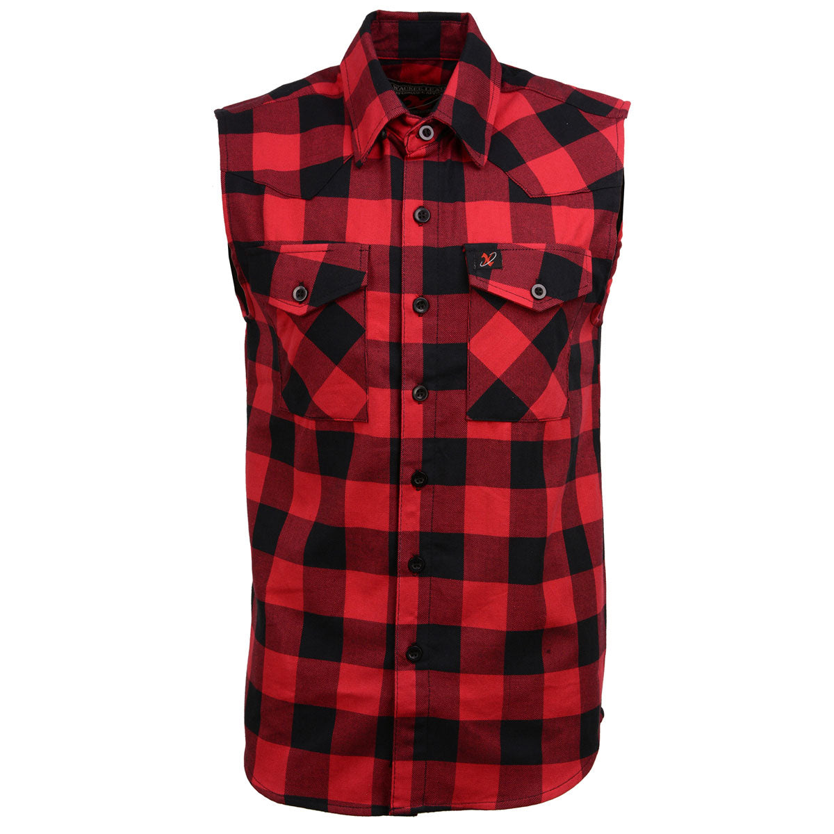 Milwaukee Leather MPM1649 Men’s Classic Black and Red Button-Down Flannel Cut Off Sleeveless Casual Shirt