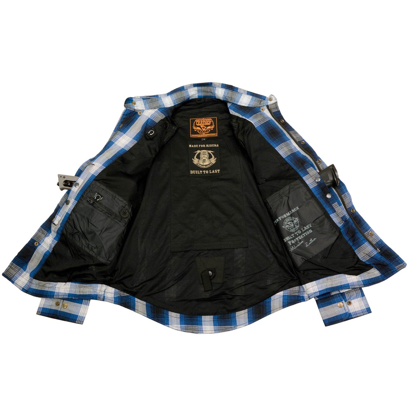 Milwaukee Leather MPM1650 Men's Plaid Flannel Biker Shirt with CE Approved Armor - Reinforced w/ Aramid Fiber