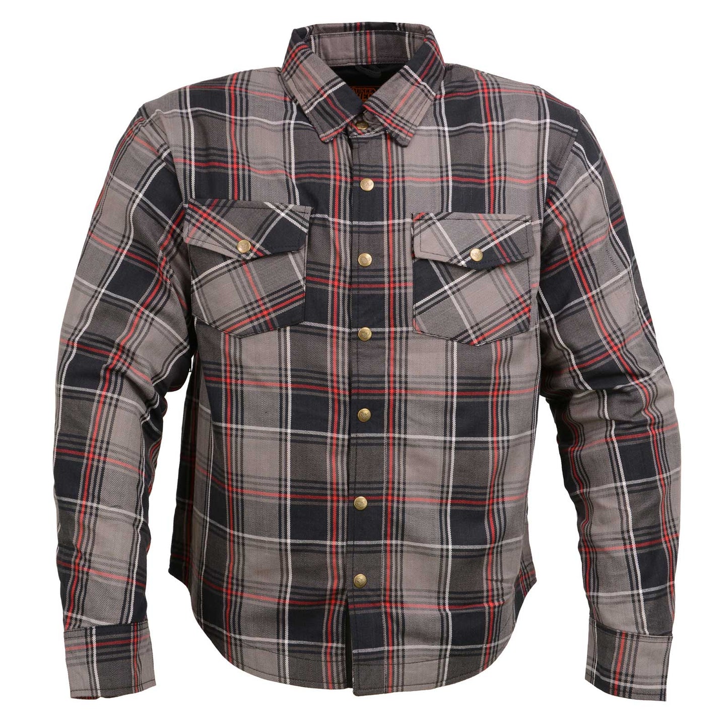 Milwaukee Leather MPM1652 Men's Plaid Flannel Biker Shirt with CE Approved Armor - Reinforced w/ Aramid Fiber