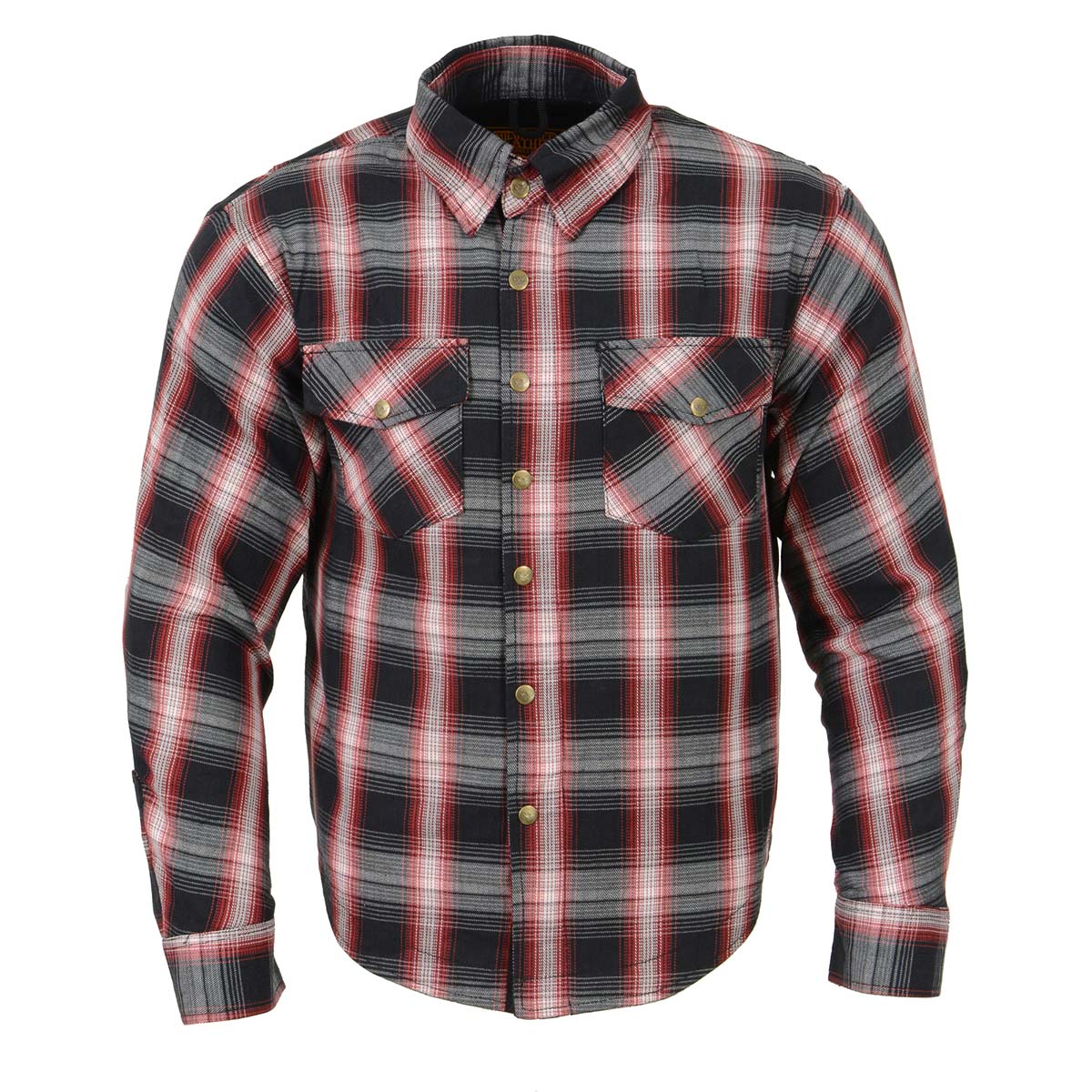 Milwaukee Leather MPM1653 Men's Plaid Flannel Biker Shirt with CE Approved Armor - Reinforced w/ Aramid Fibers