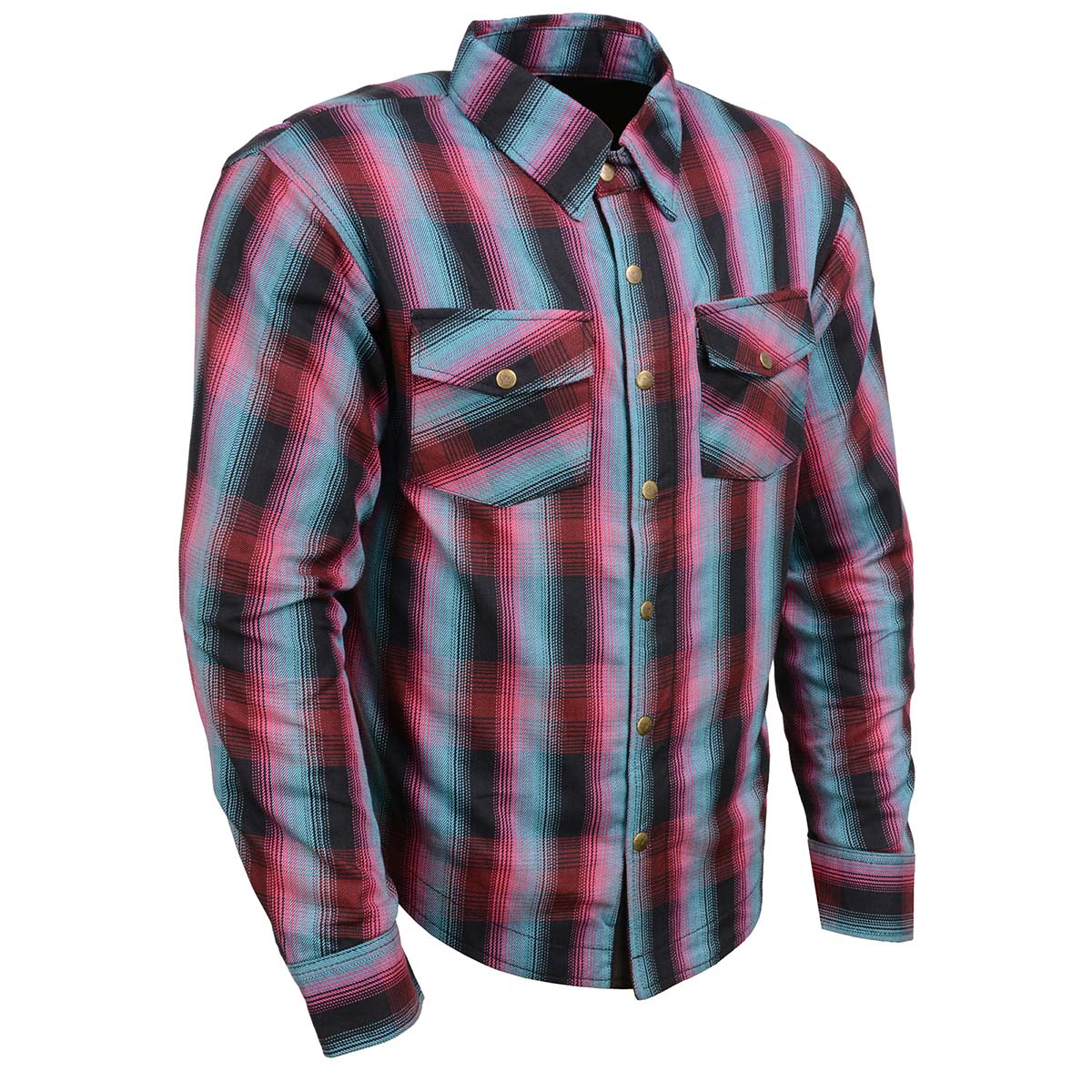 Milwaukee Leather MPM1654 Men's Plaid Flannel Biker Shirt with CE Approved Armor - Reinforced w/ Aramid Fiber