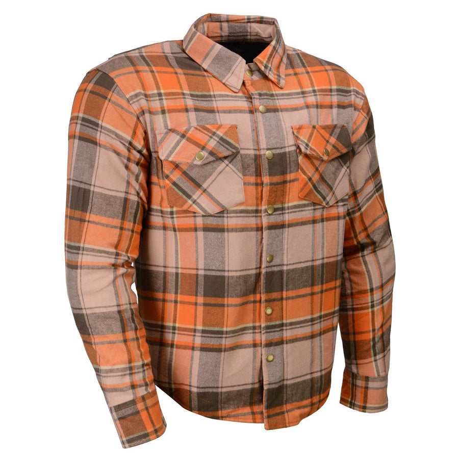 Milwaukee Leather MPM1657 Men's Plaid Flannel Biker Shirt with CE Approved Armor - Reinforced w/ Aramid Fiber